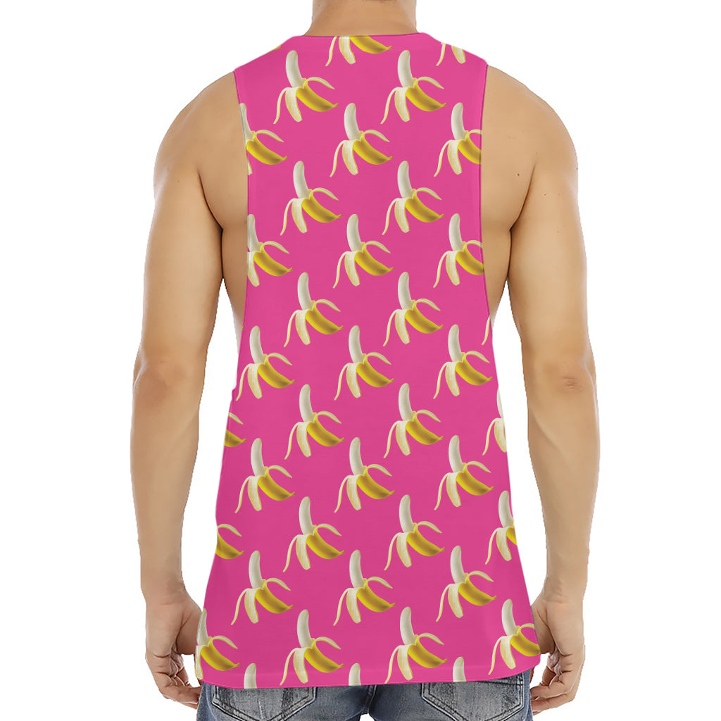 Pink Banana Pattern Print Men's Muscle Tank Top