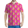Pink Banana Pattern Print Men's Polo Shirt