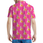 Pink Banana Pattern Print Men's Polo Shirt