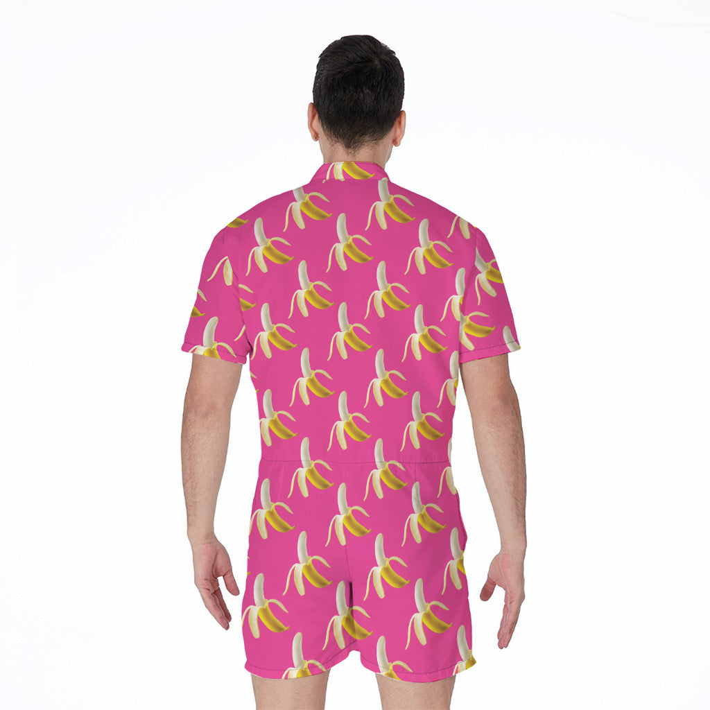 Pink Banana Pattern Print Men's Rompers
