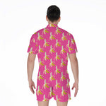 Pink Banana Pattern Print Men's Rompers