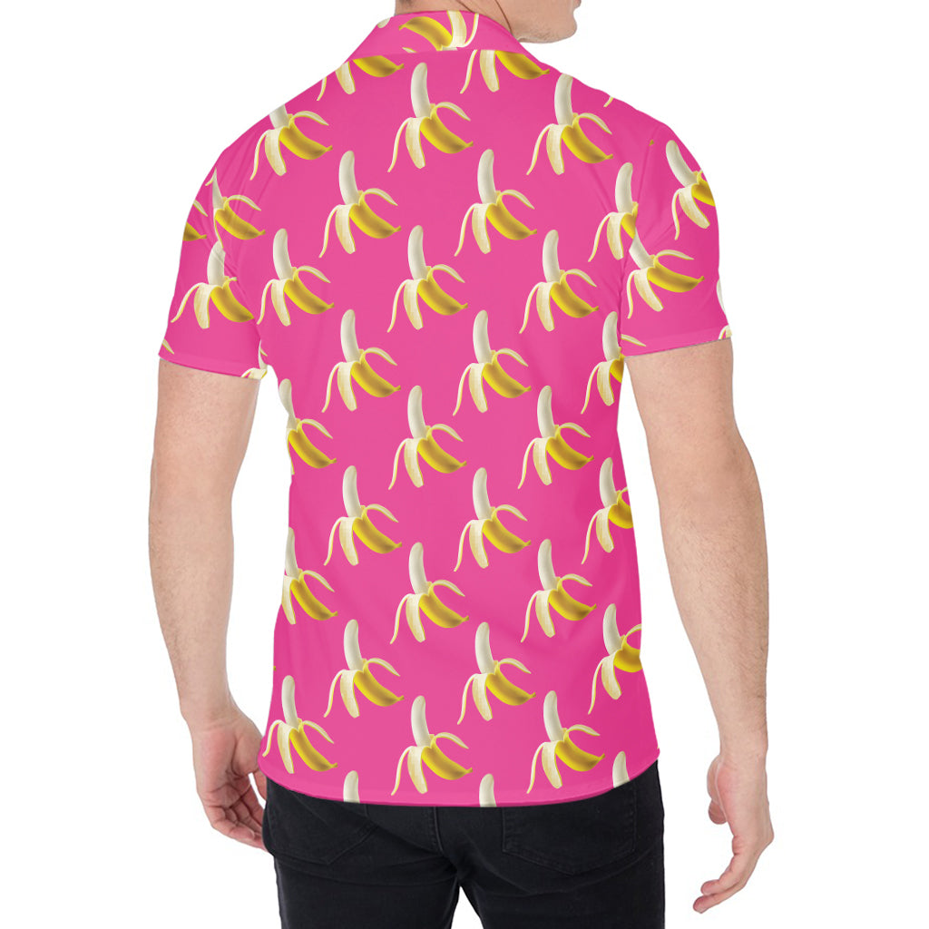 Pink Banana Pattern Print Men's Shirt