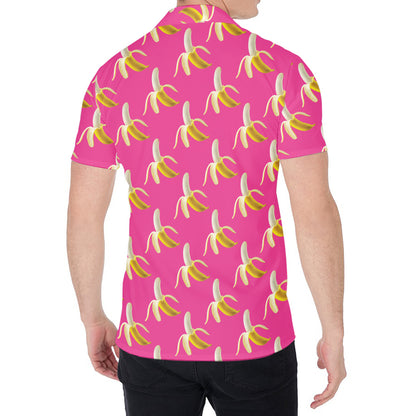 Pink Banana Pattern Print Men's Shirt