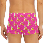 Pink Banana Pattern Print Men's Short Boxer Briefs