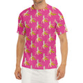 Pink Banana Pattern Print Men's Short Sleeve Rash Guard