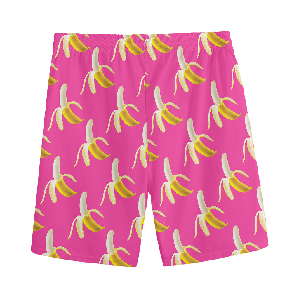 Pink Banana Pattern Print Men's Sports Shorts