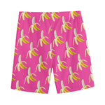 Pink Banana Pattern Print Men's Sports Shorts