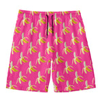 Pink Banana Pattern Print Men's Swim Trunks