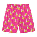Pink Banana Pattern Print Men's Swim Trunks
