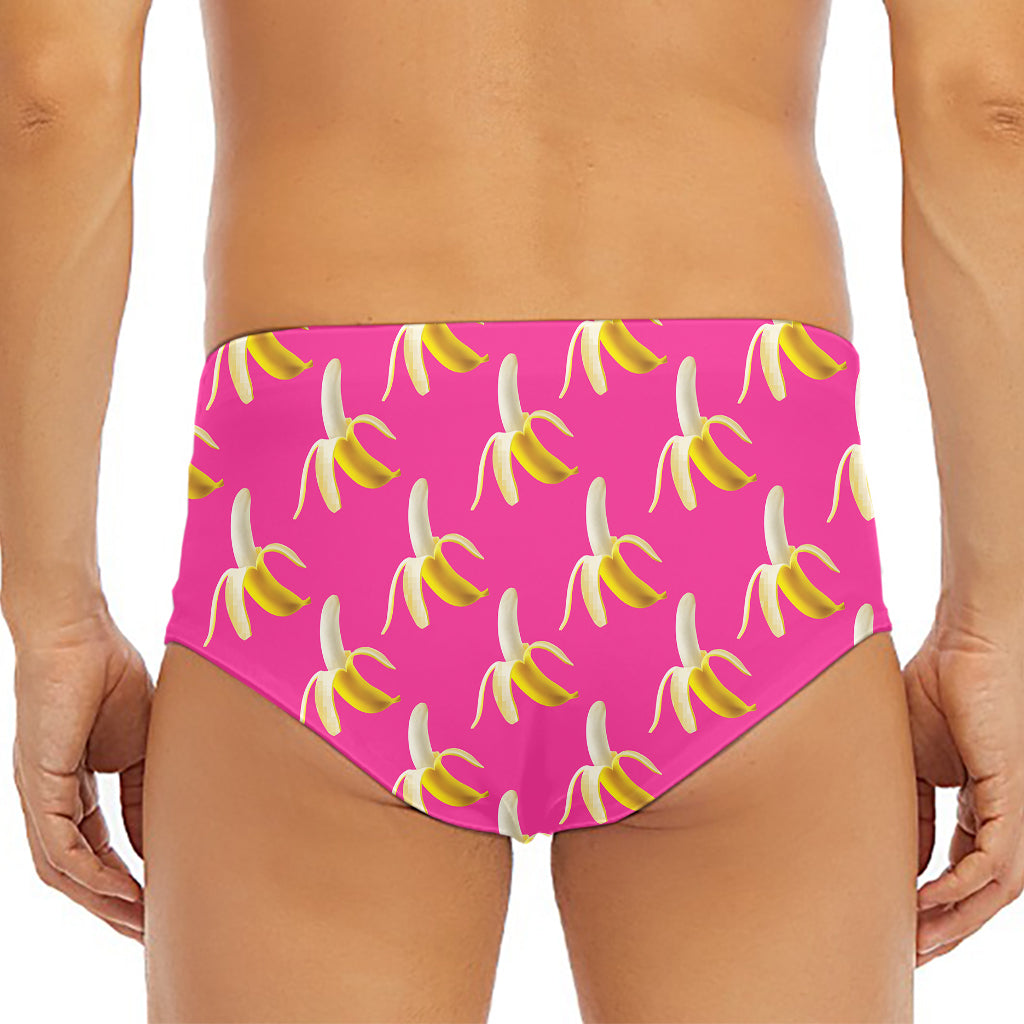 Pink Banana Pattern Print Men's Triangle Swim Briefs