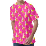 Pink Banana Pattern Print Men's Velvet T-Shirt