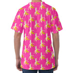 Pink Banana Pattern Print Men's Velvet T-Shirt
