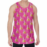 Pink Banana Pattern Print Men's Velvet Tank Top