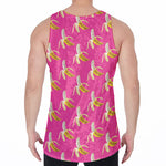 Pink Banana Pattern Print Men's Velvet Tank Top