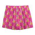Pink Banana Pattern Print Mesh Shorts