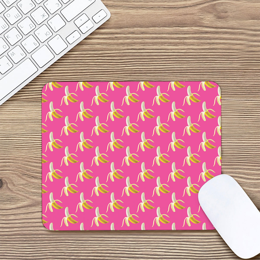 Pink Banana Pattern Print Mouse Pad
