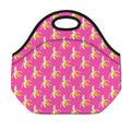 Pink Banana Pattern Print Neoprene Lunch Bag