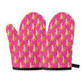 Pink Banana Pattern Print Oven Mitts
