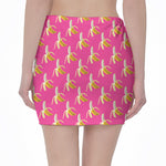 Pink Banana Pattern Print Pencil Mini Skirt