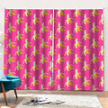Pink Banana Pattern Print Pencil Pleat Curtains