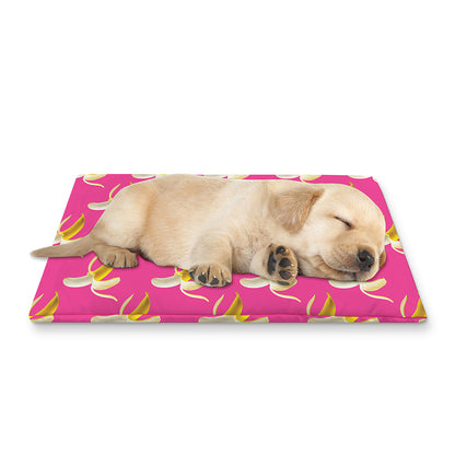 Pink Banana Pattern Print Pet Cooling Mat Cover