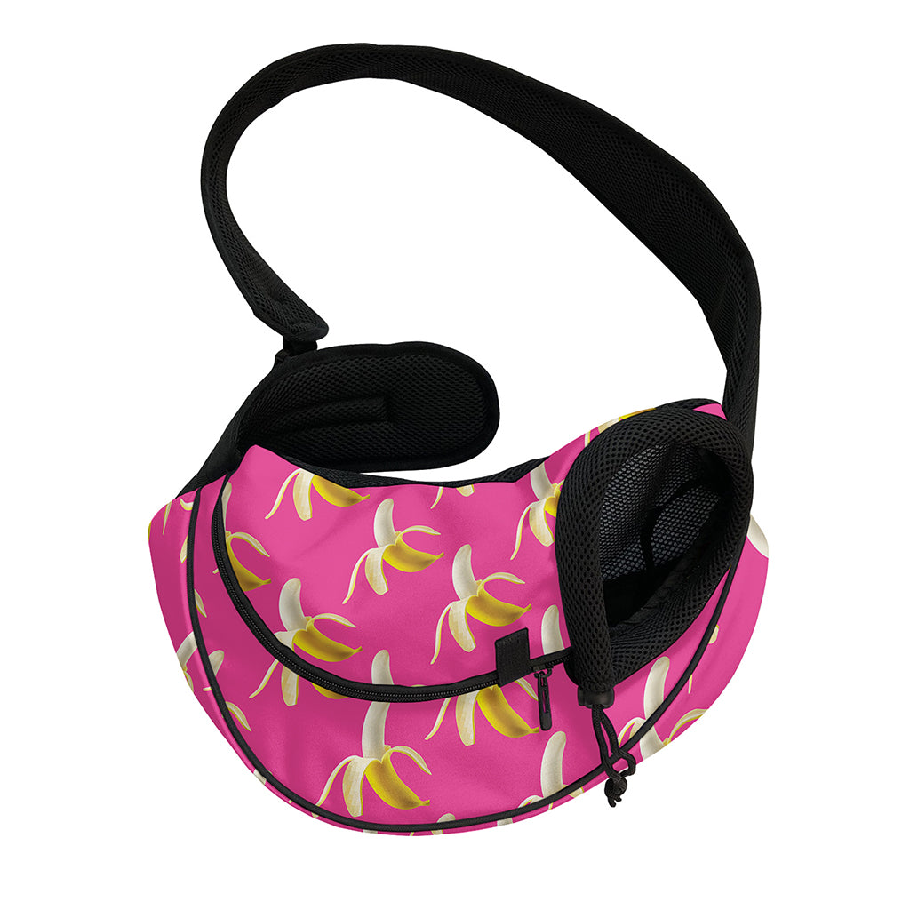 Pink Banana Pattern Print Pet Sling Carrier