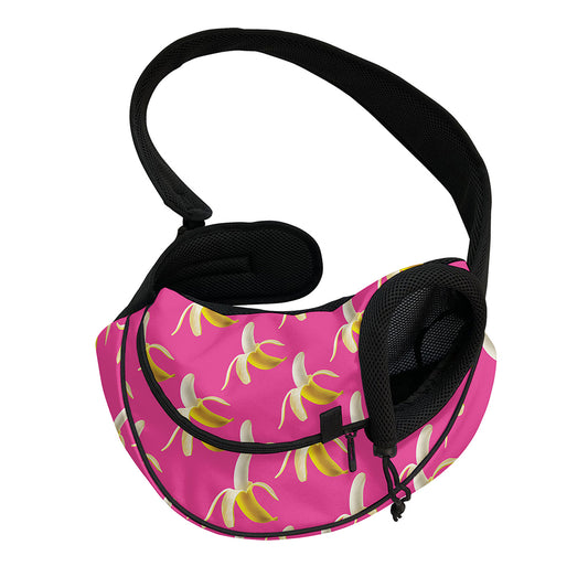 Pink Banana Pattern Print Pet Sling Carrier