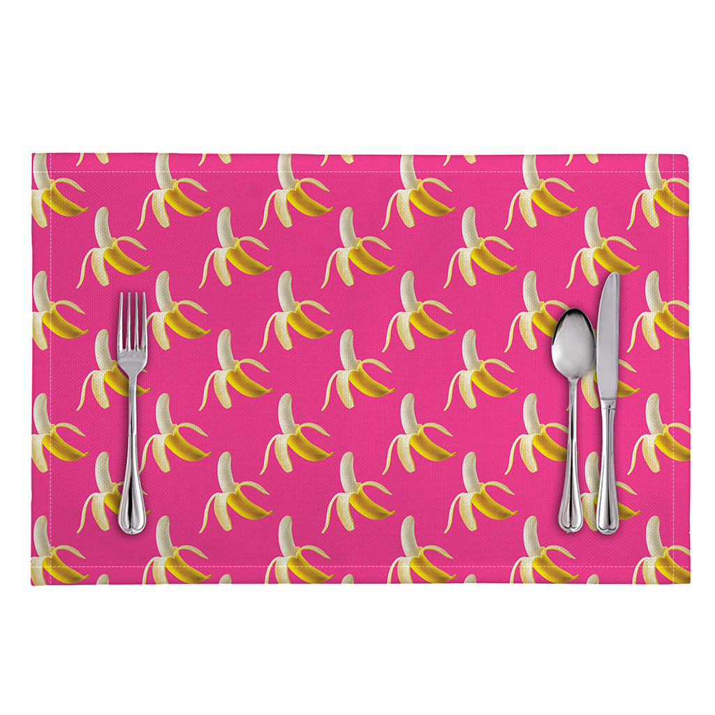 Pink Banana Pattern Print Placemat