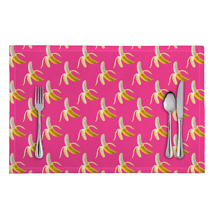 Pink Banana Pattern Print Placemat