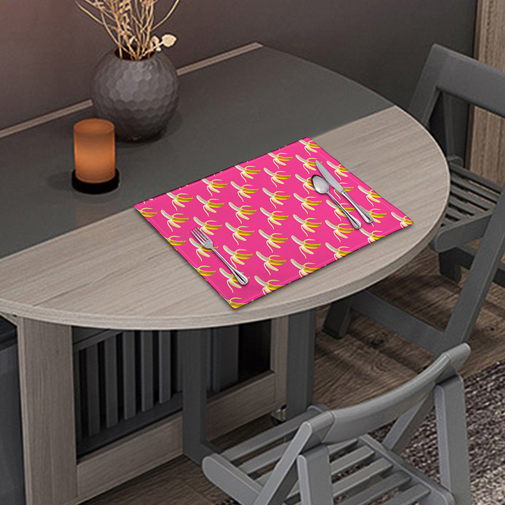 Pink Banana Pattern Print Placemat