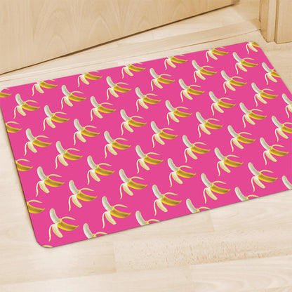 Pink Banana Pattern Print Polyester Doormat