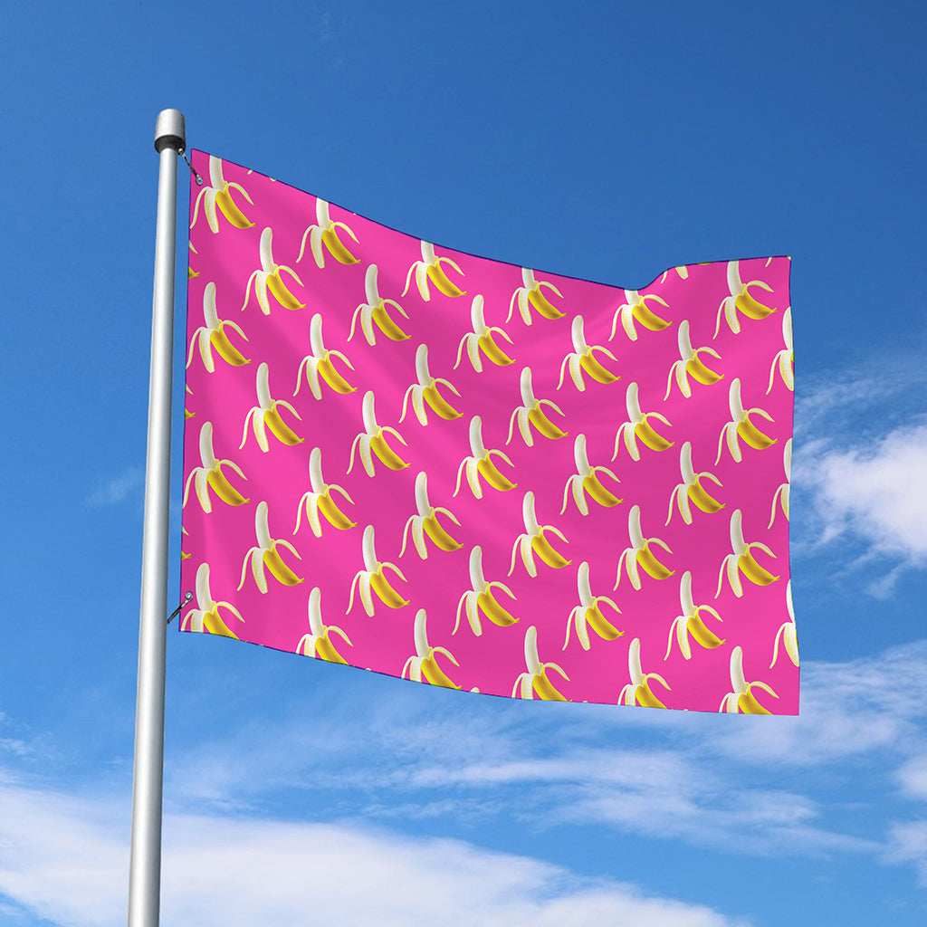 Pink Banana Pattern Print Polyester Flag
