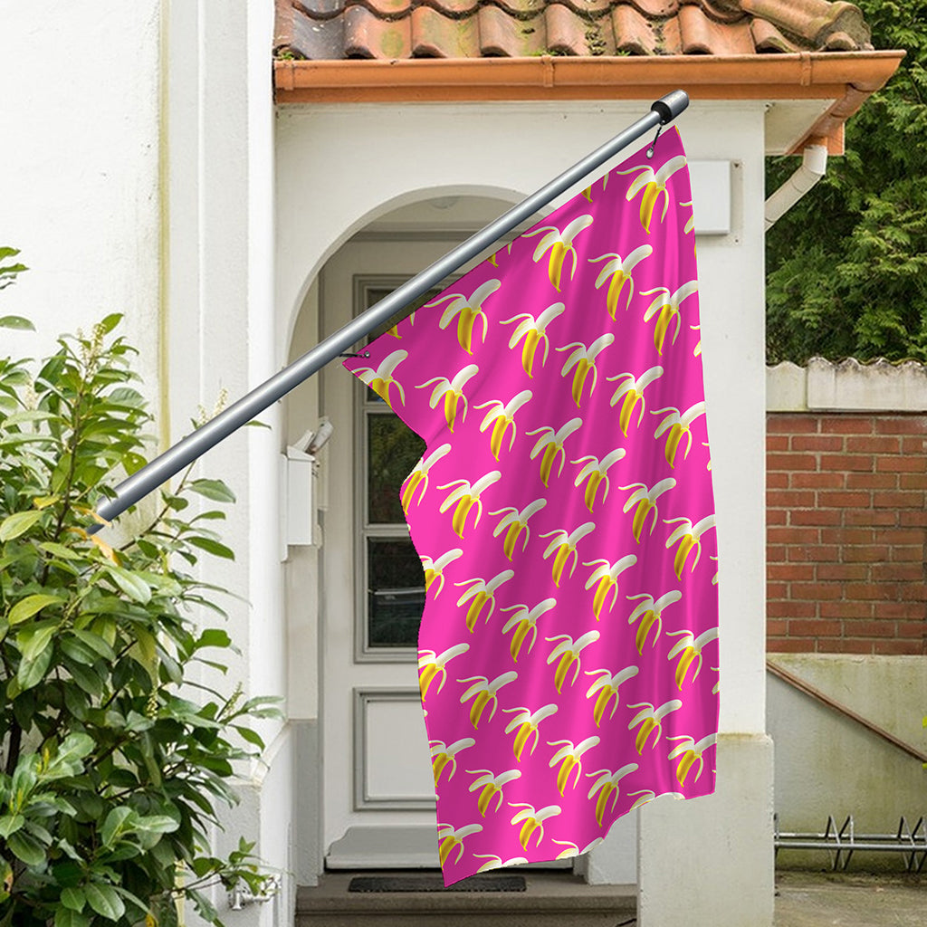 Pink Banana Pattern Print Polyester Flag