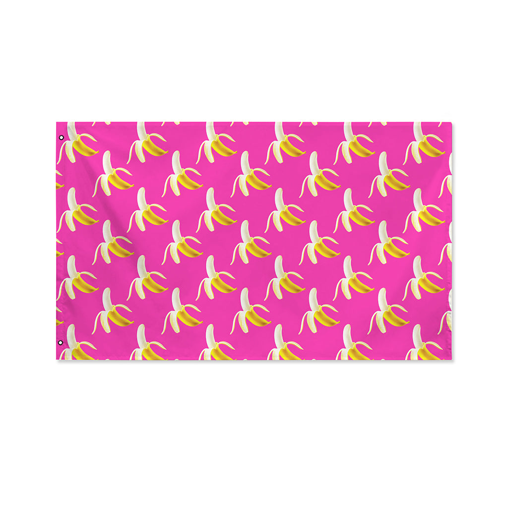 Pink Banana Pattern Print Polyester Flag