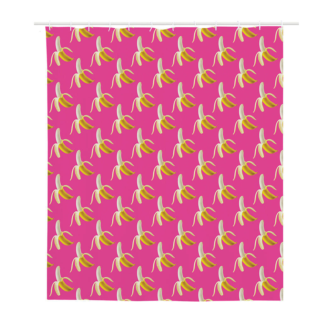 Pink Banana Pattern Print Polyester Shower Curtain