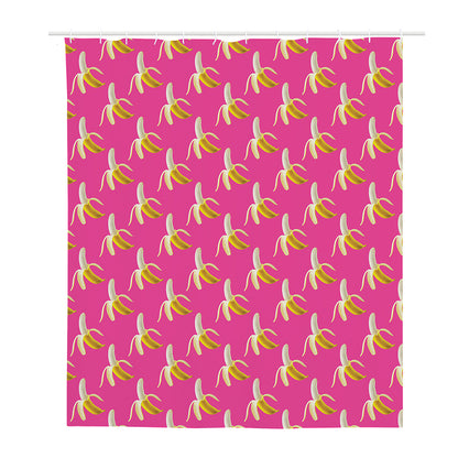 Pink Banana Pattern Print Polyester Shower Curtain