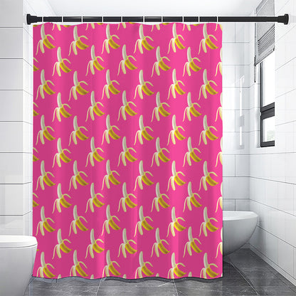 Pink Banana Pattern Print Premium Shower Curtain