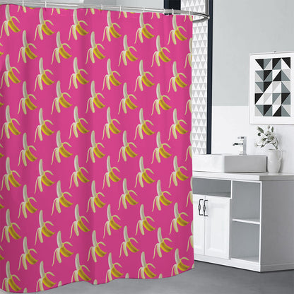 Pink Banana Pattern Print Premium Shower Curtain
