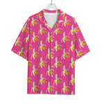 Pink Banana Pattern Print Rayon Hawaiian Shirt