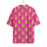 Pink Banana Pattern Print Rayon Hawaiian Shirt