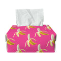 Pink Banana Pattern Print Rectangle Tissue Box Cover