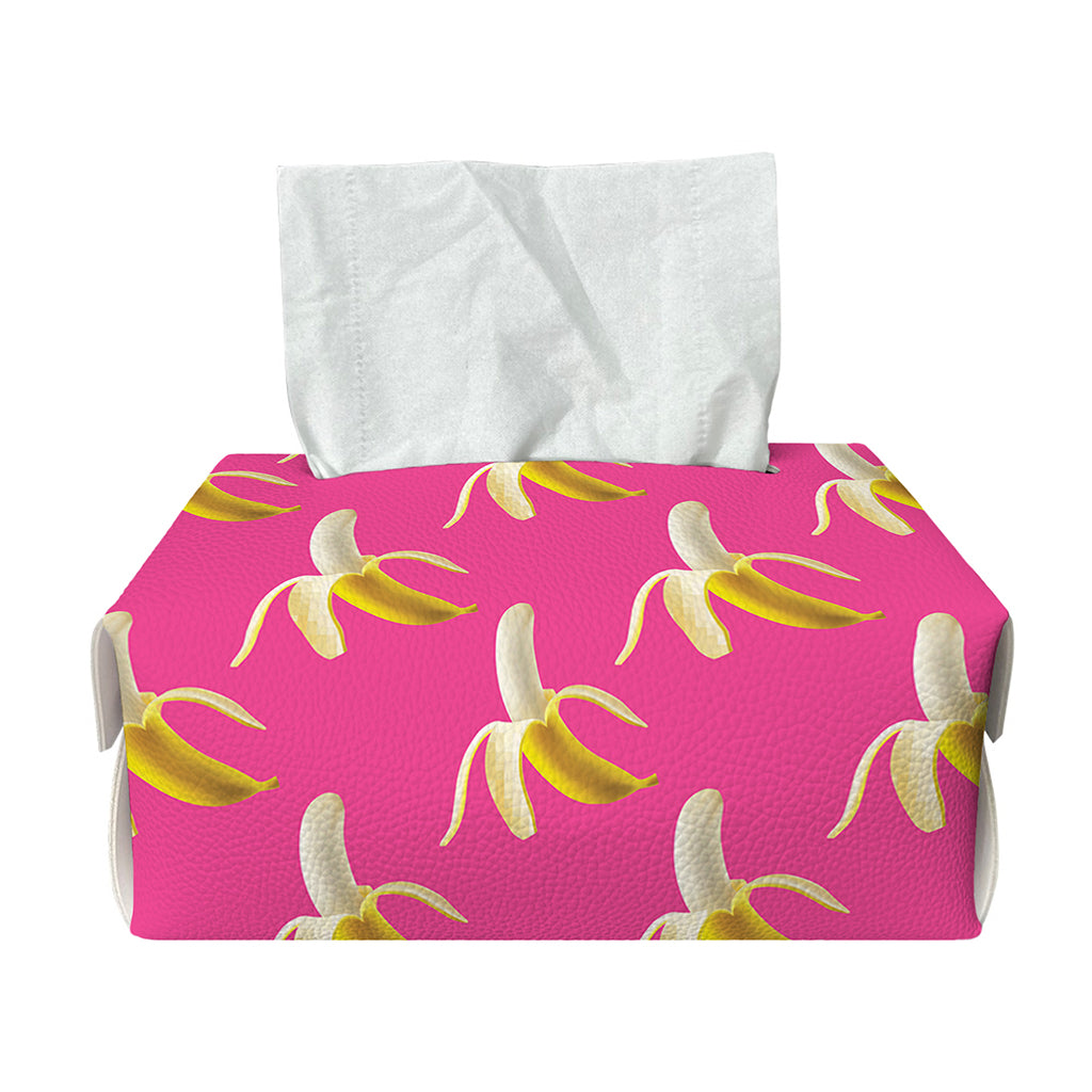 Pink Banana Pattern Print Rectangle Tissue Box Cover