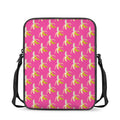 Pink Banana Pattern Print Rectangular Crossbody Bag