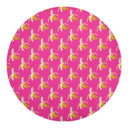 Pink Banana Pattern Print Round Blanket