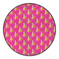 Pink Banana Pattern Print Round Floor Mat