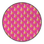 Pink Banana Pattern Print Round Floor Mat