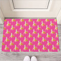 Pink Banana Pattern Print Rubber Doormat