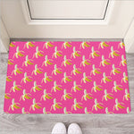 Pink Banana Pattern Print Rubber Doormat
