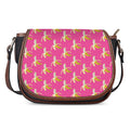 Pink Banana Pattern Print Saddle Bag