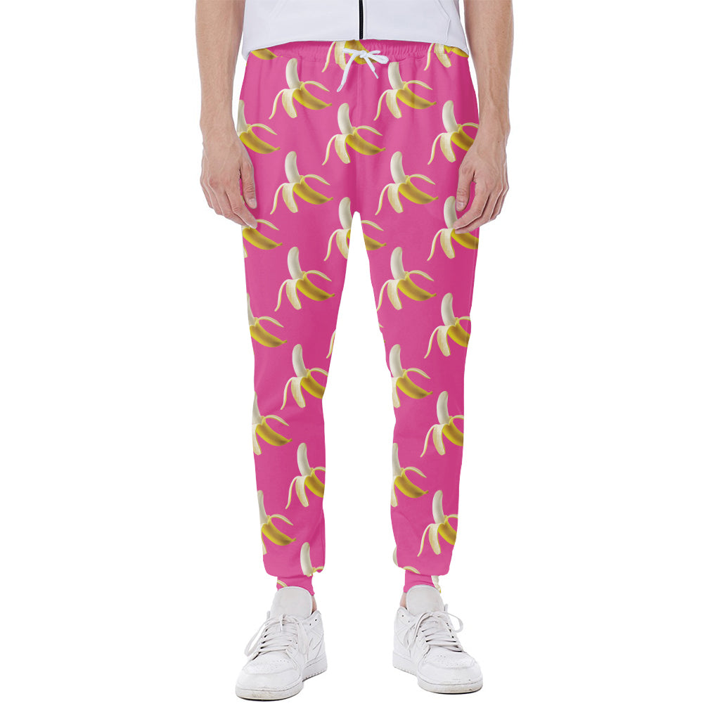 Pink Banana Pattern Print Scuba Joggers